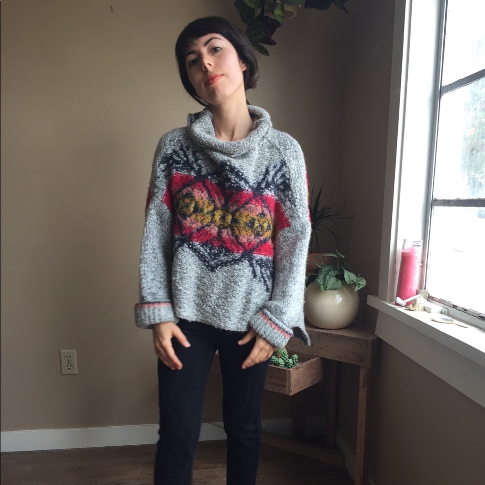 Knit cowl neck sweater